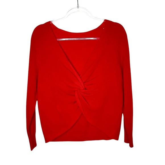 Club Monaco | 100% Cashmere Ribbed Twist Back Reversible Sweater in Red XS - Picture 3 of 7